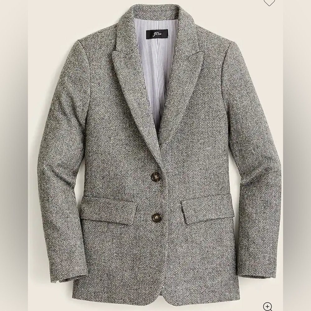 J. Crew Sommerset English Wool Blazer in Herringbone Graphite Gray Size 0